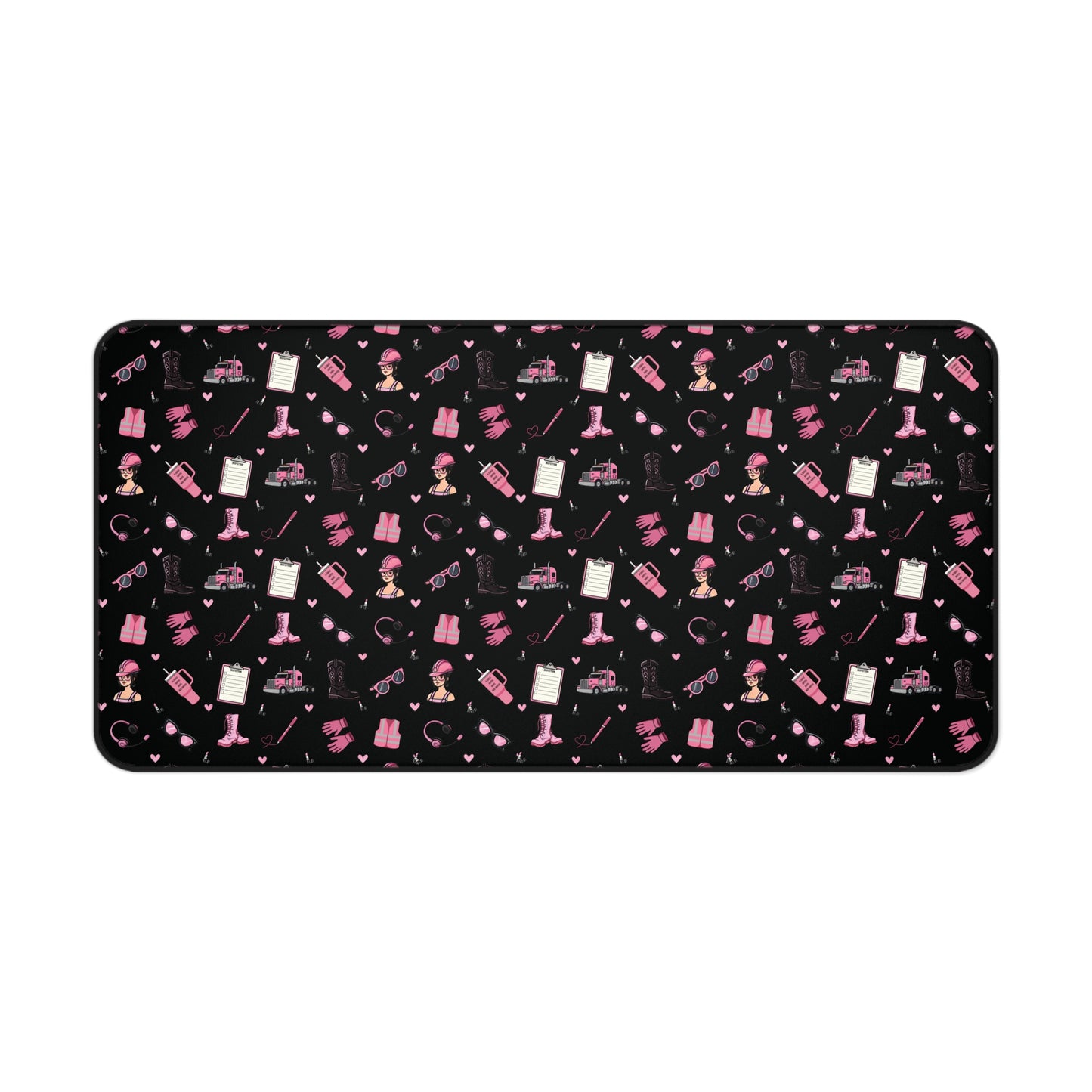 BlackTrucker Charm Mouse Pad, Trucker Girl Office Accessories, Mouse Pad for female Truck Driver