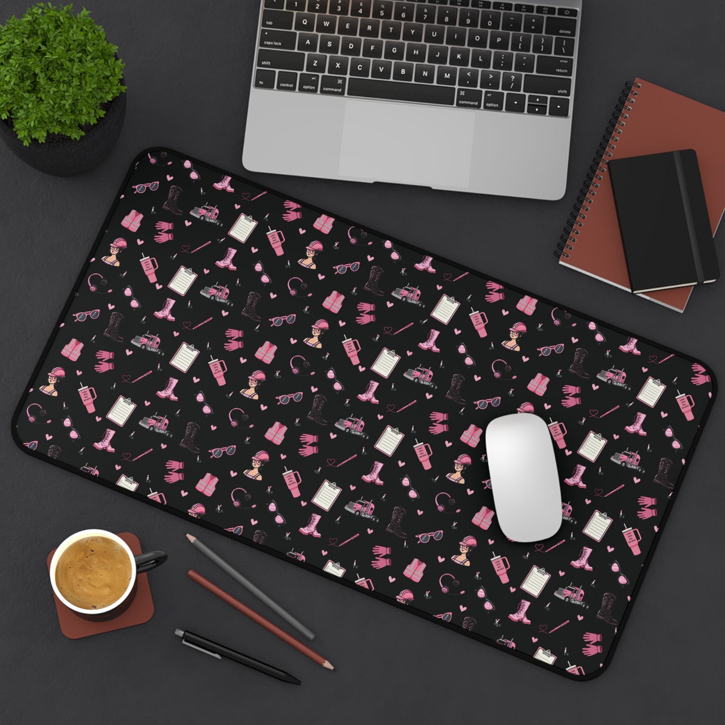 BlackTrucker Charm Mouse Pad, Trucker Girl Office Accessories, Mouse Pad for female Truck Driver