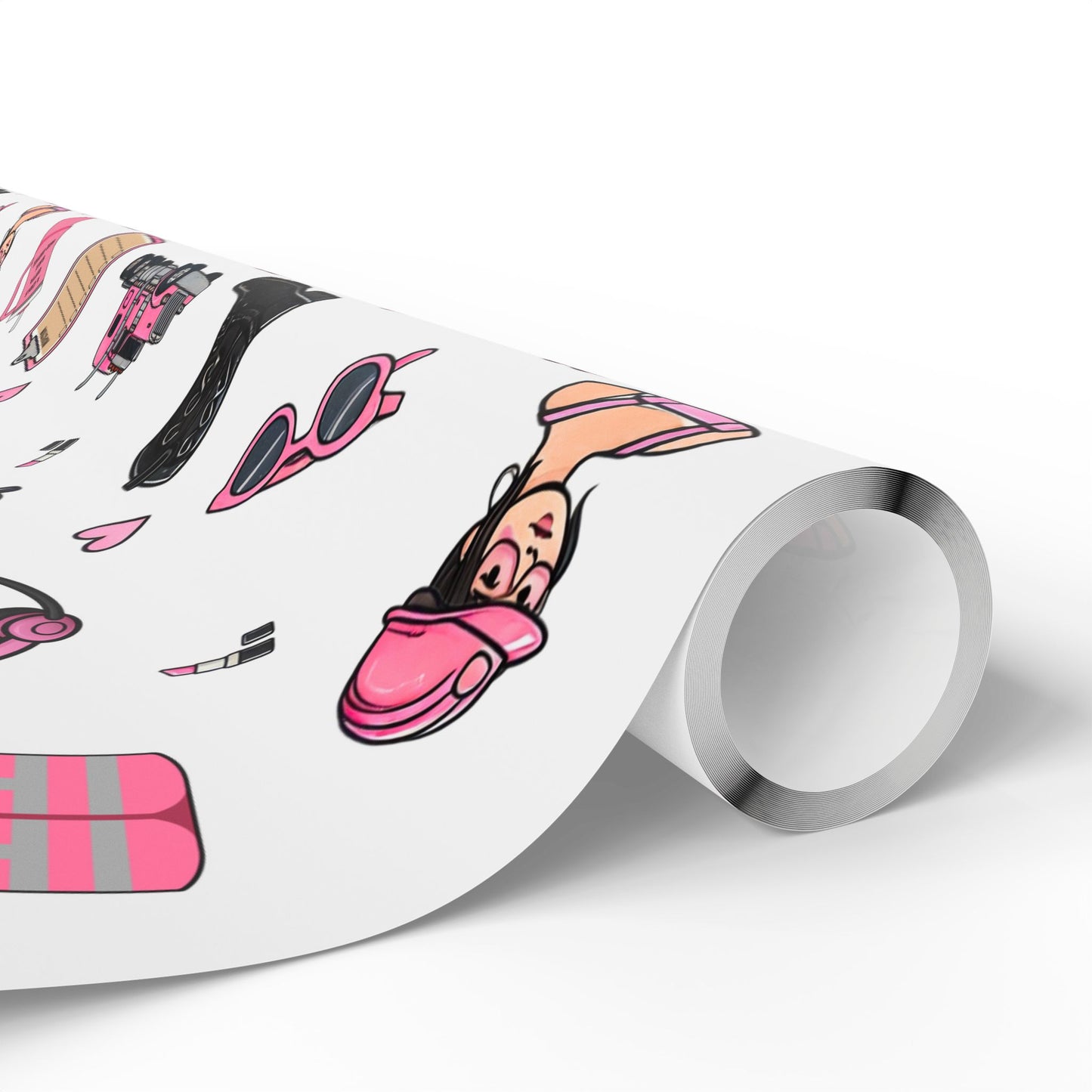 White Trucker Charm Gift Wrapping Paper , Feminine Trucker Theme to celebrate the driver you know