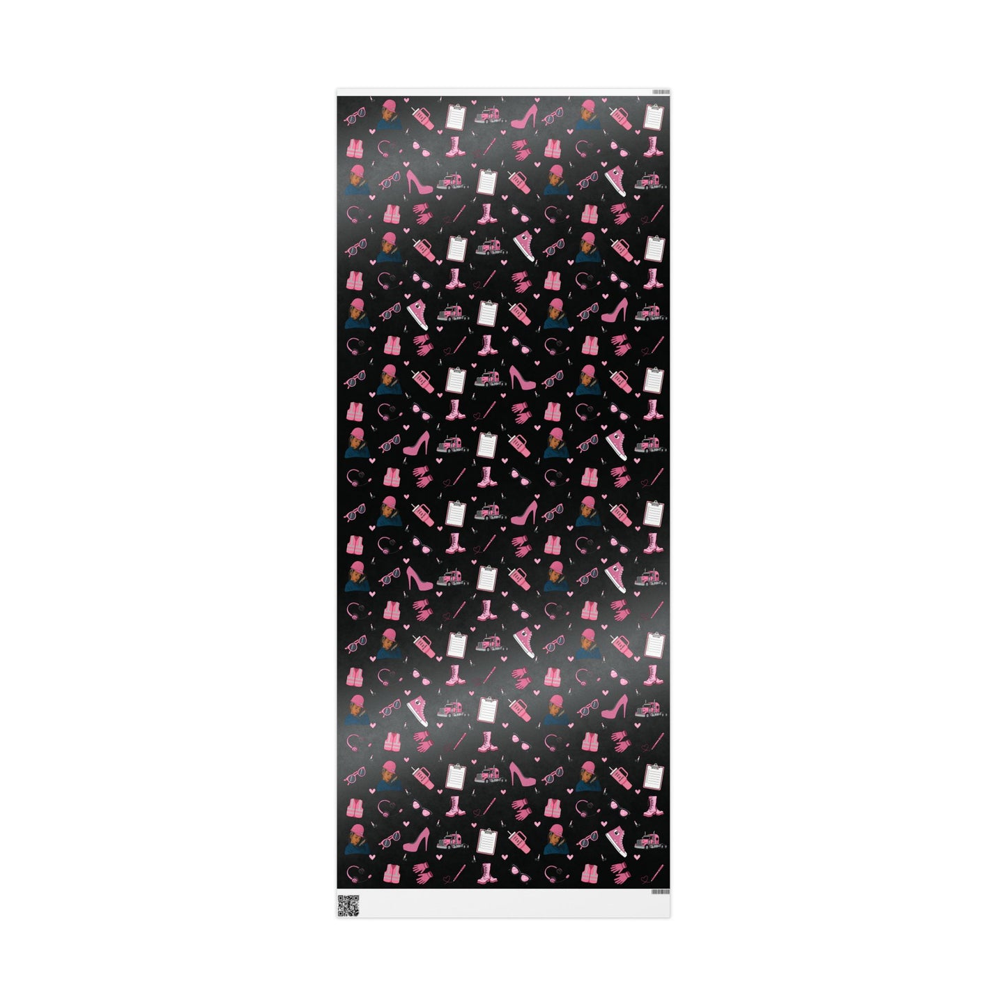 Black Trucker Charm Gift Wrapping Paper, Feminine Trucker Theme to celebrate the driver you know