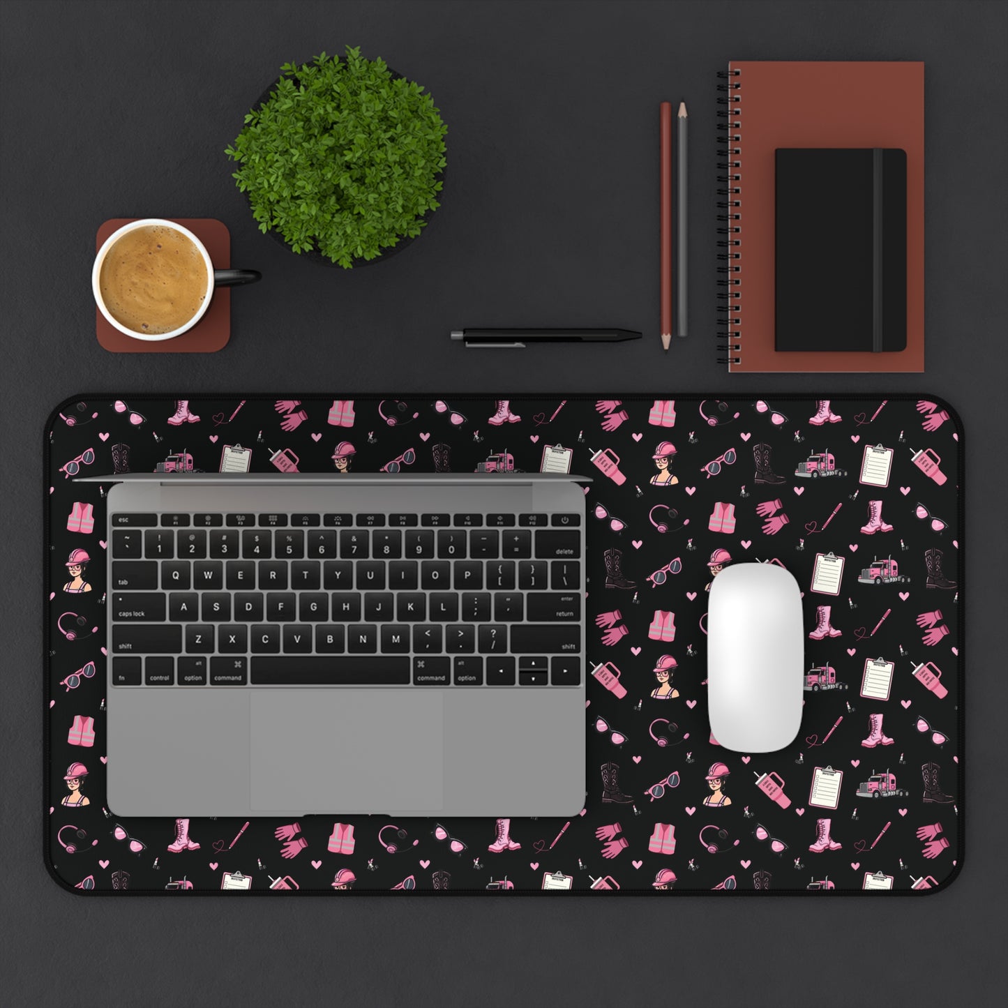 BlackTrucker Charm Mouse Pad, Trucker Girl Office Accessories, Mouse Pad for female Truck Driver