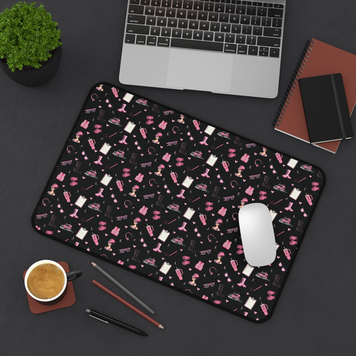 BlackTrucker Charm Mouse Pad, Trucker Girl Office Accessories, Mouse Pad for female Truck Driver