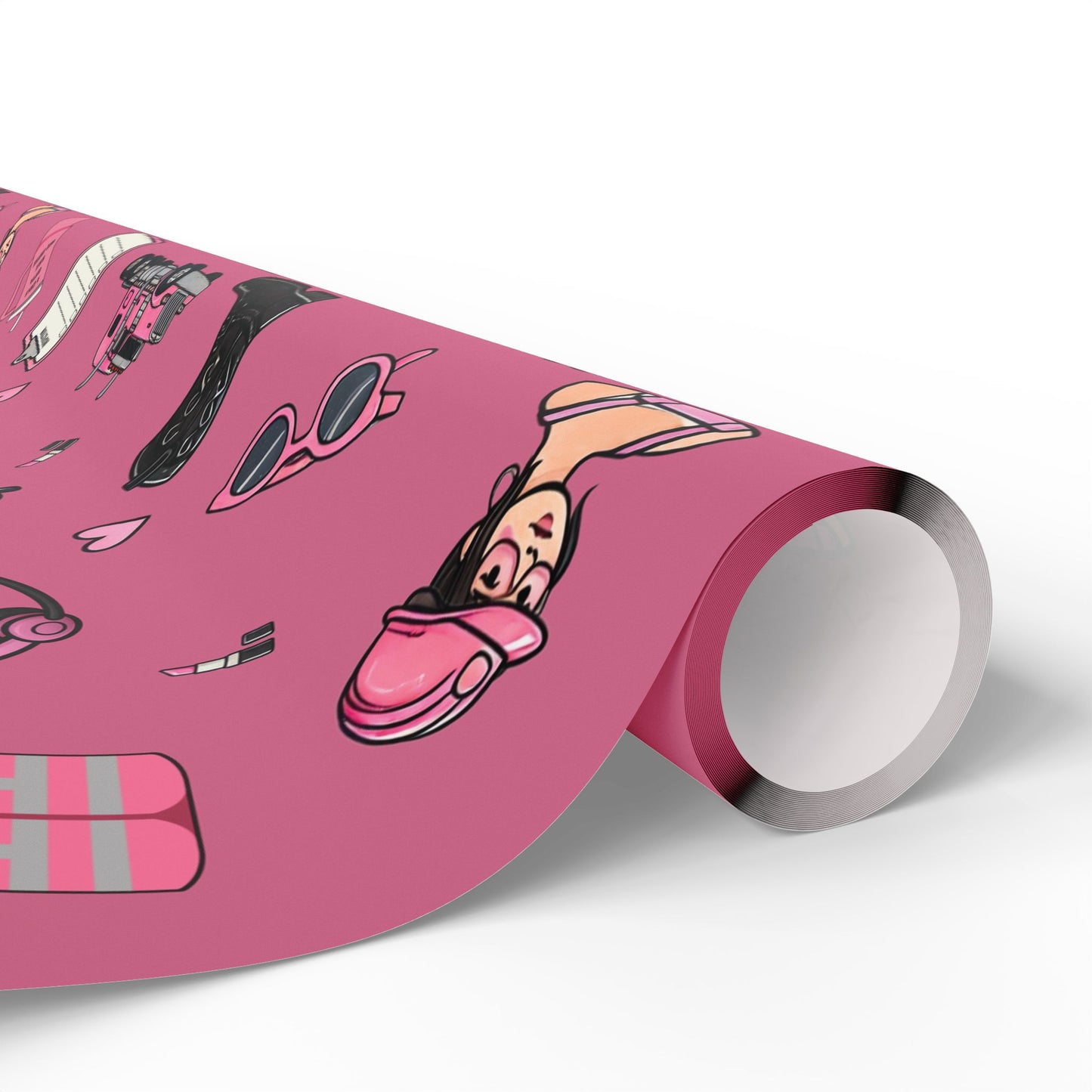 Pink Trucker Charm Gift Wrapping Paper Trucker Theme to celebrate the female trucker in your life
