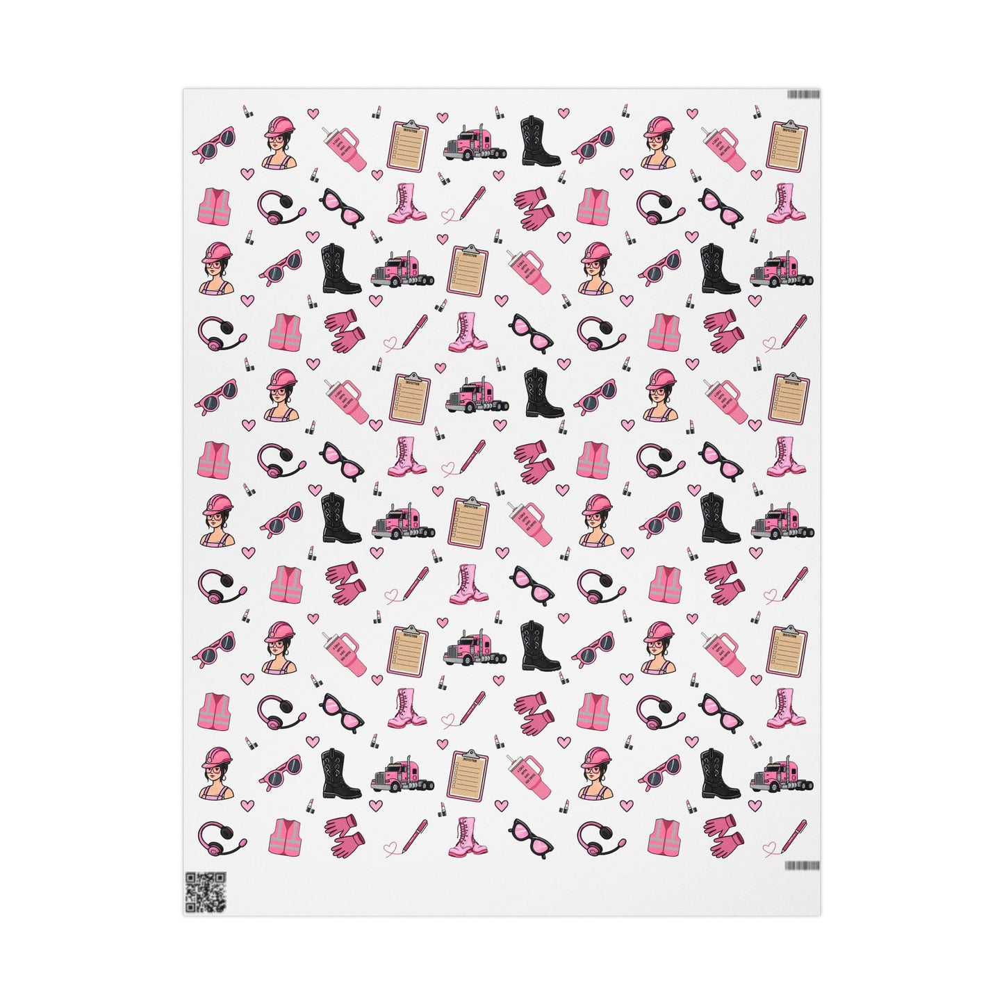 White Trucker Charm Gift Wrapping Paper , Feminine Trucker Theme to celebrate the driver you know
