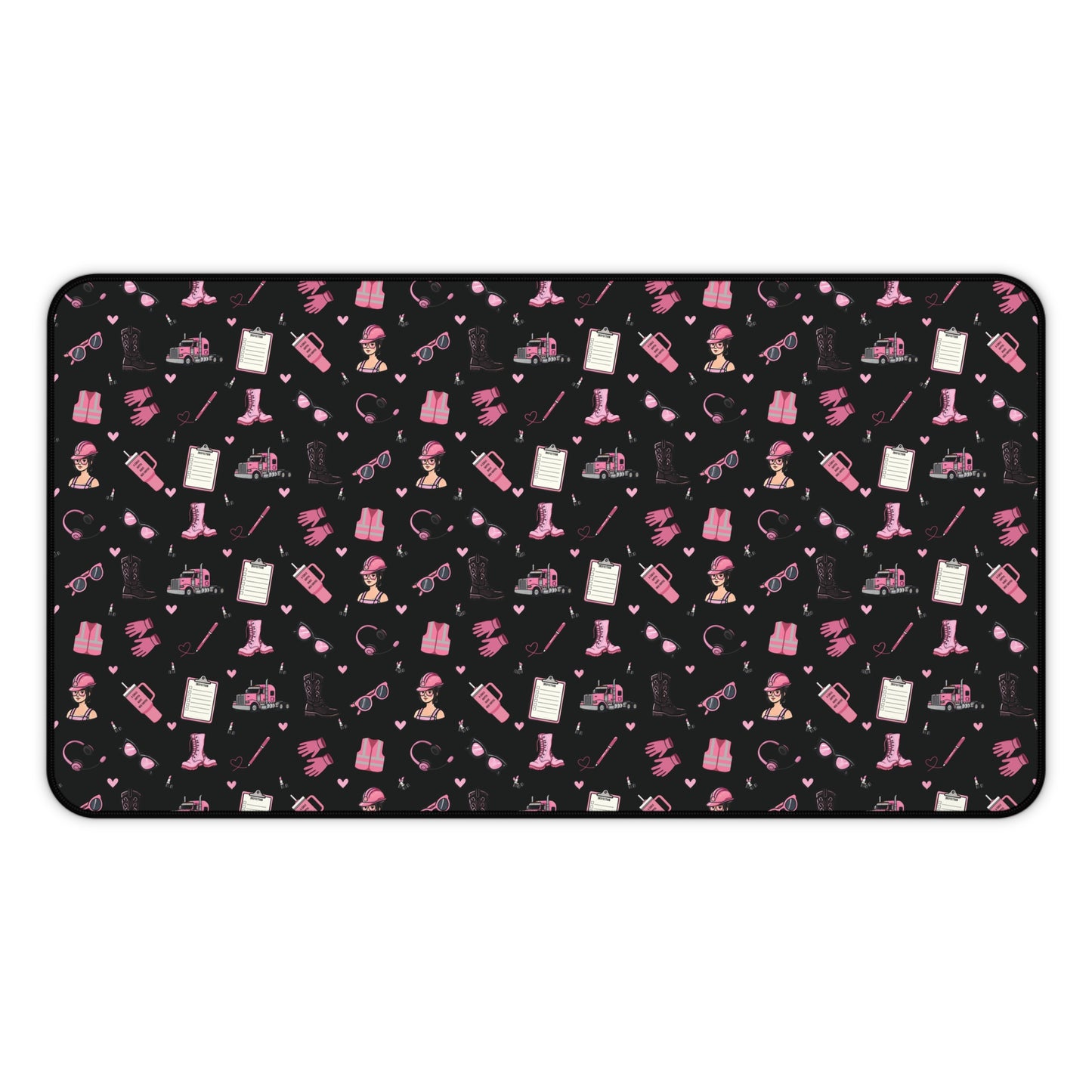 BlackTrucker Charm Mouse Pad, Trucker Girl Office Accessories, Mouse Pad for female Truck Driver