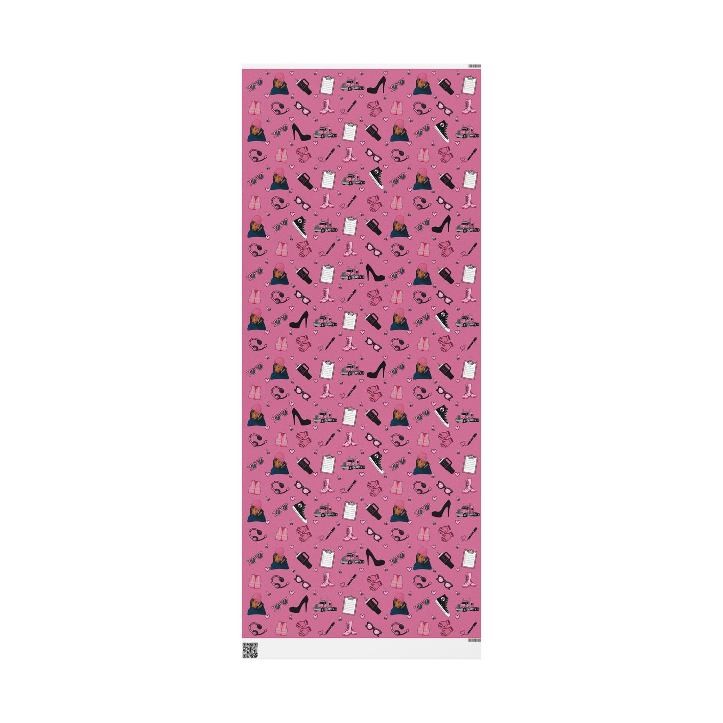 Pink Trucker Charm Gift Wrapping Paper Trucker Theme to celebrate the female trucker in your life