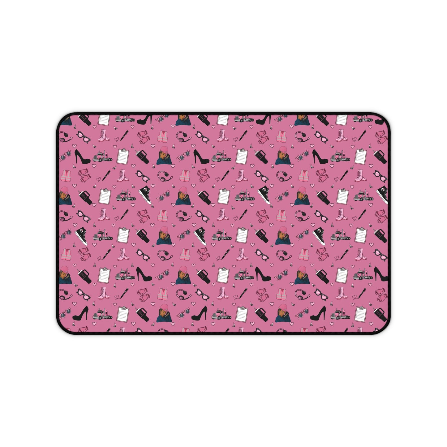 Pink Trucker Charm Mouse Pad for female truck driver Office Accessories