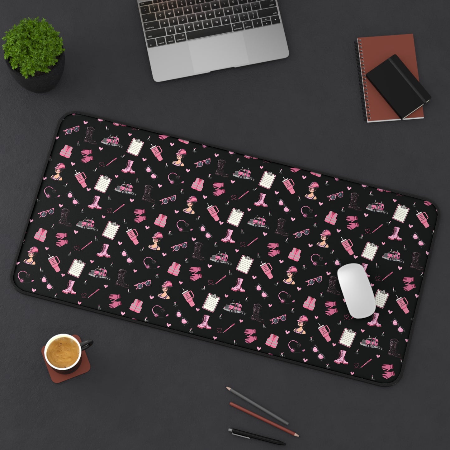 BlackTrucker Charm Mouse Pad, Trucker Girl Office Accessories, Mouse Pad for female Truck Driver