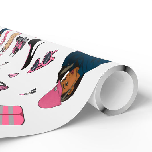 White Trucker Charm Gift Wrapping Paper , Feminine Trucker Theme to celebrate the driver you know