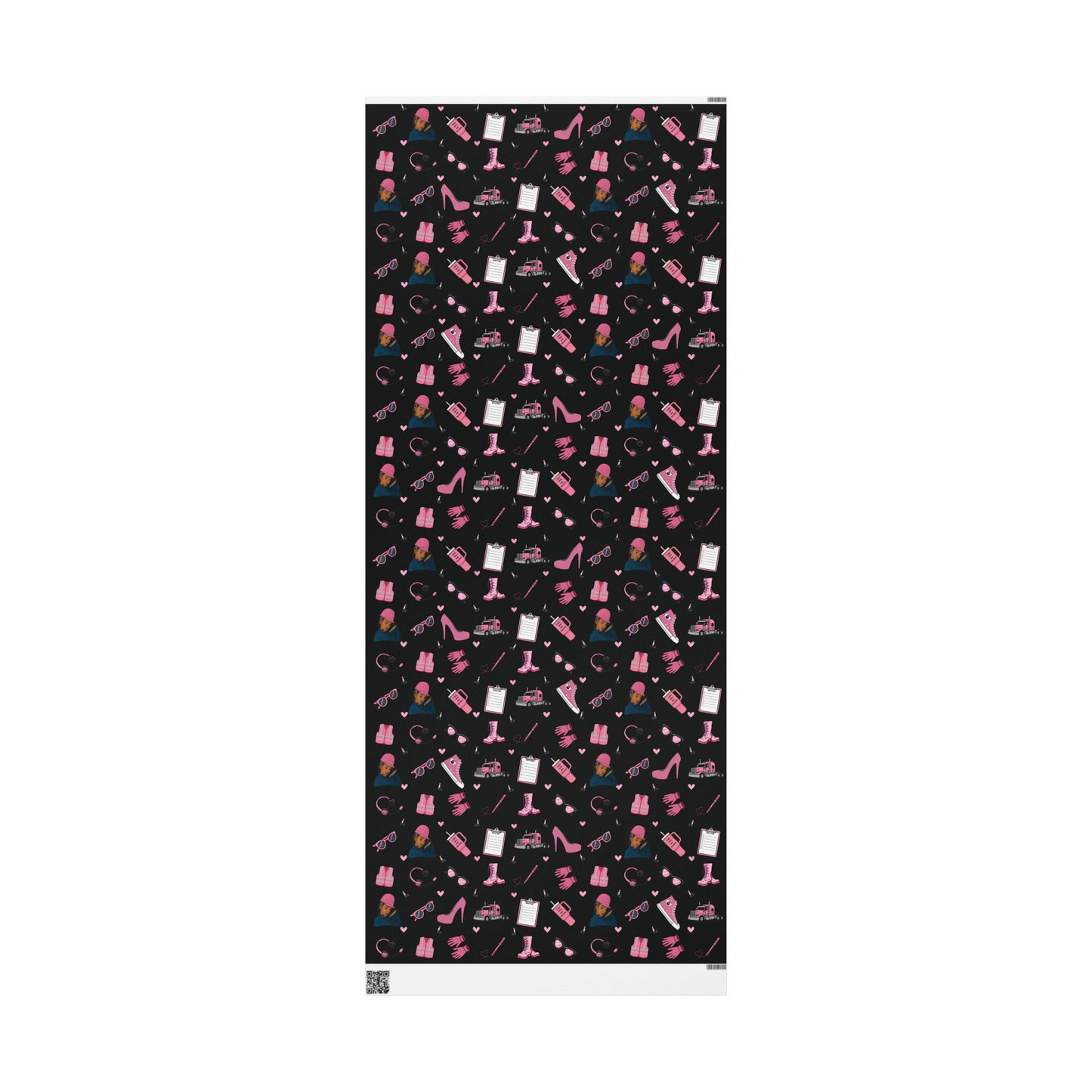 Black Trucker Charm Gift Wrapping Paper, Feminine Trucker Theme to celebrate the driver you know