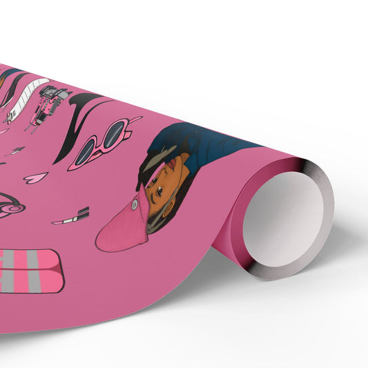Pink Trucker Charm Gift Wrapping Paper Trucker Theme to celebrate the female trucker in your life