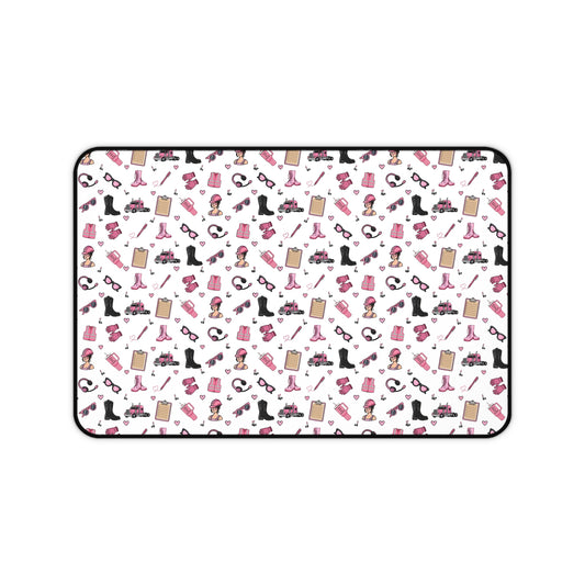 White Trucker Charm Mouse Pad, Feminine Trucker Theme  Trucker Girl Office Accessories, Mouse Pad for female Truck Driver