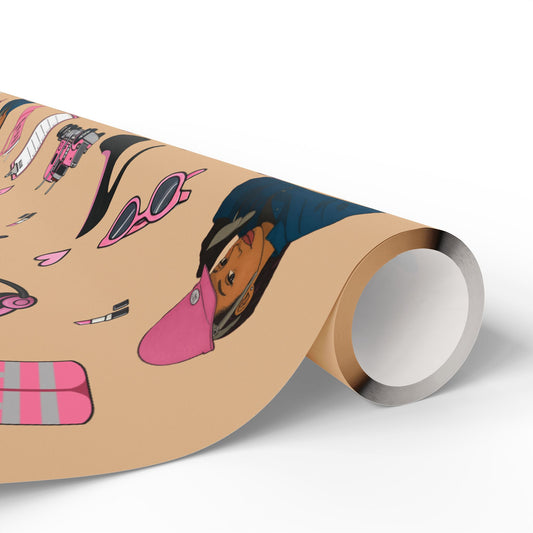 Sandy Trucker Charm Gift Wrapping Paper , Feminine Trucker Theme to celebrate the driver you know