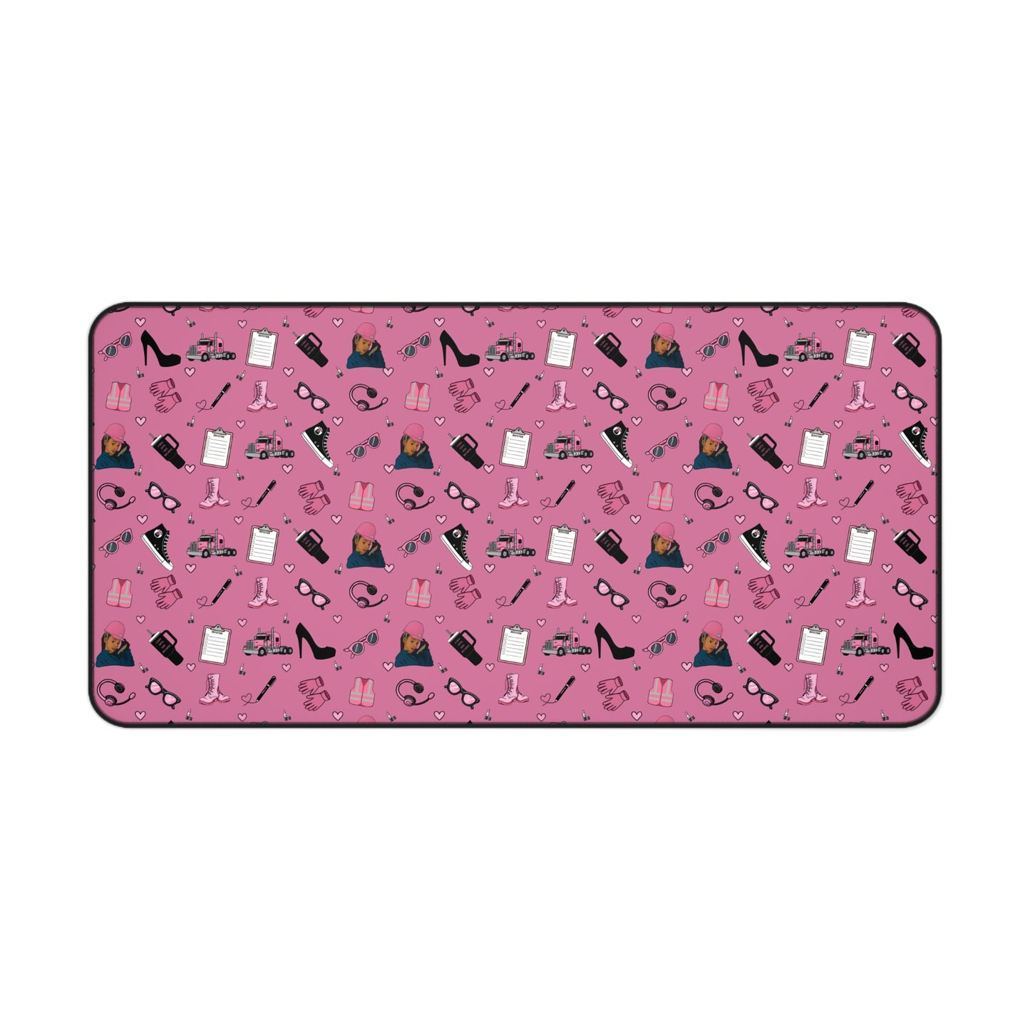 Pink Trucker Charm Mouse Pad for female truck driver Office Accessories