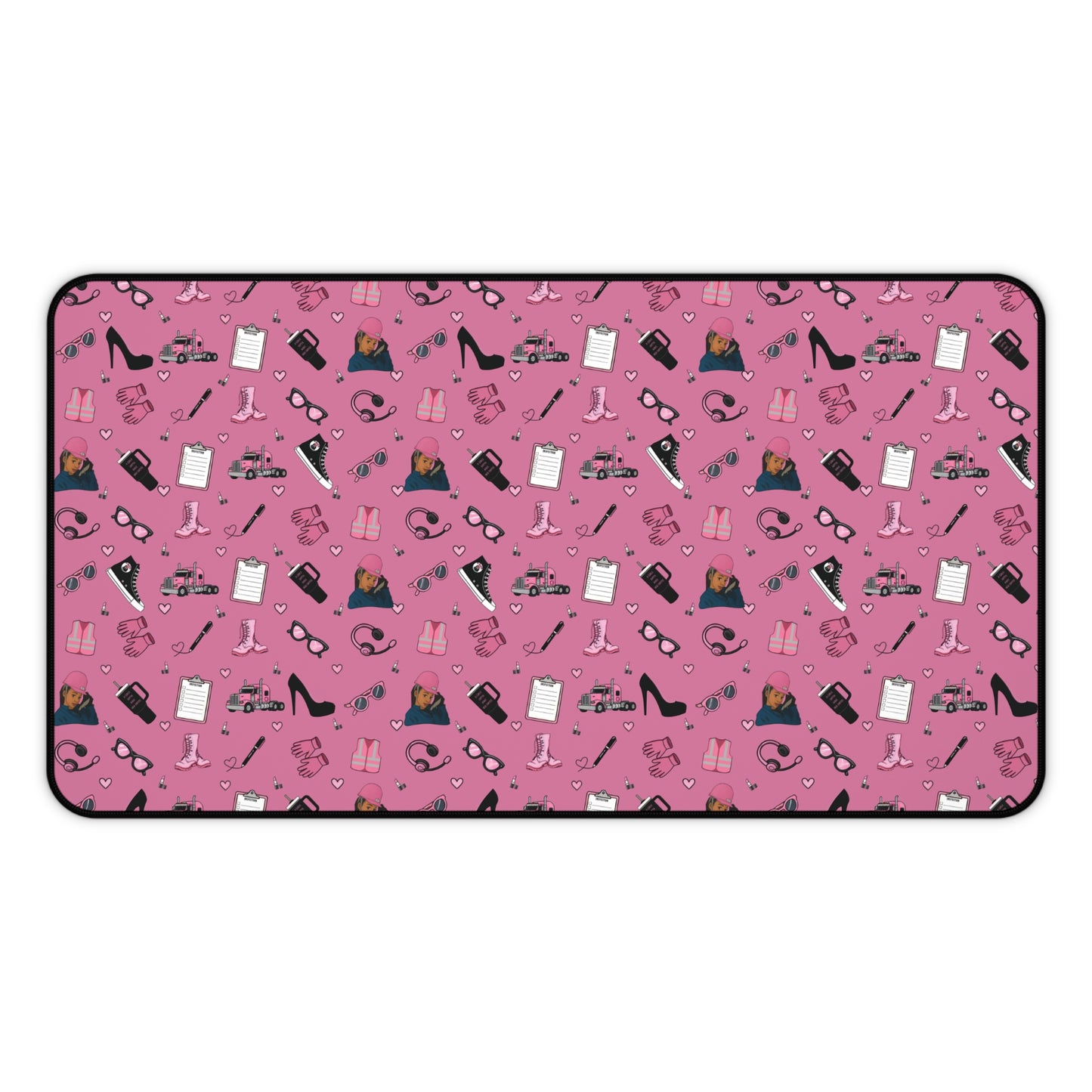 Pink Trucker Charm Mouse Pad for female truck driver Office Accessories