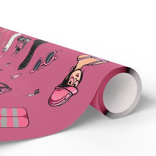 Pink Trucker Charm Gift Wrapping Paper Trucker Theme to celebrate the female trucker in your life