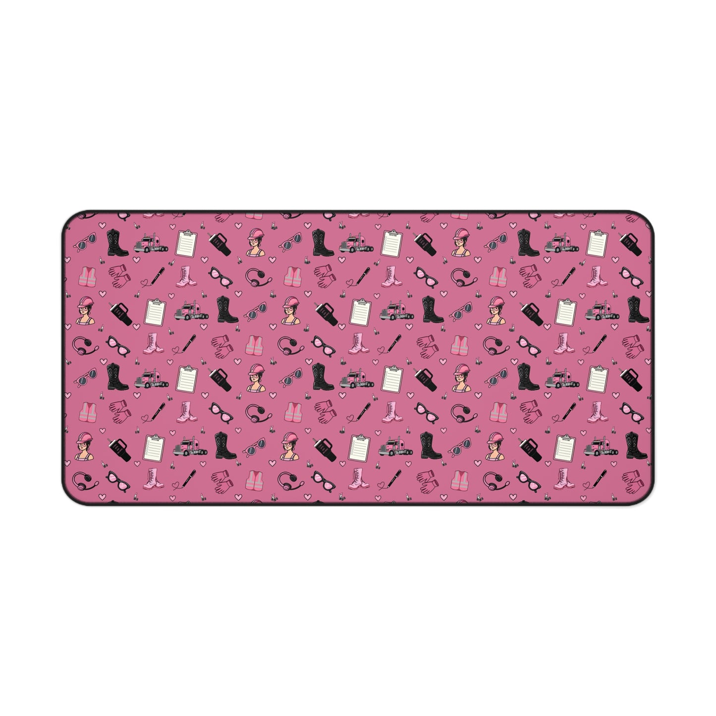 Pink Trucker Charm Mouse Pad for female truck driver Office Accessories