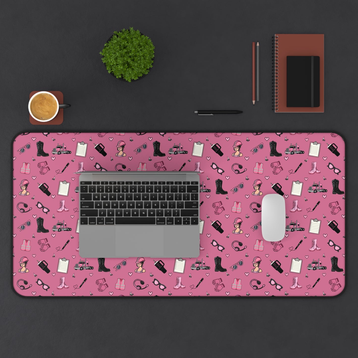 Pink Trucker Charm Mouse Pad for female truck driver Office Accessories
