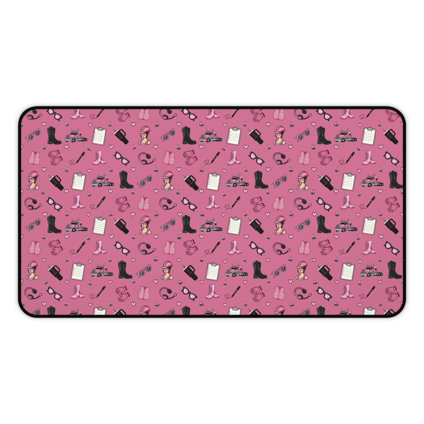 Pink Trucker Charm Mouse Pad for female truck driver Office Accessories