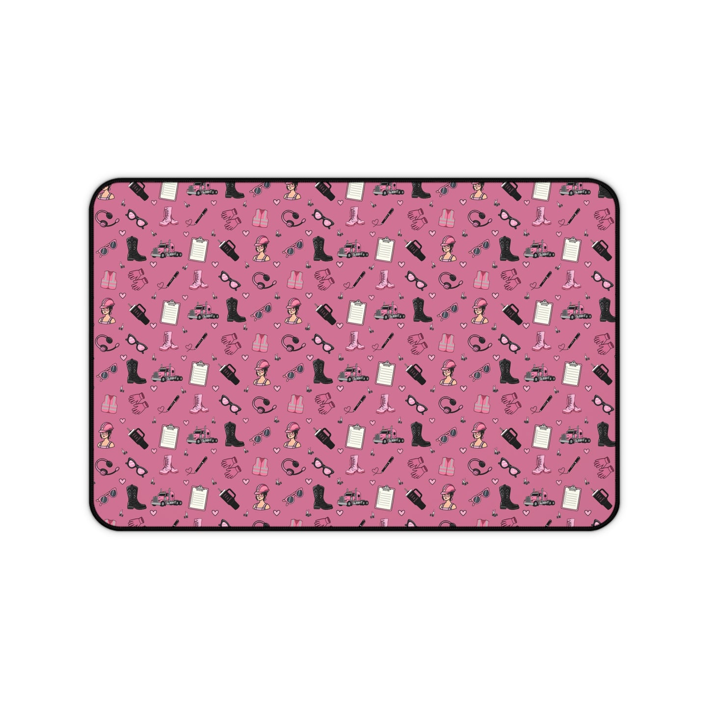 Pink Trucker Charm Mouse Pad for female truck driver Office Accessories