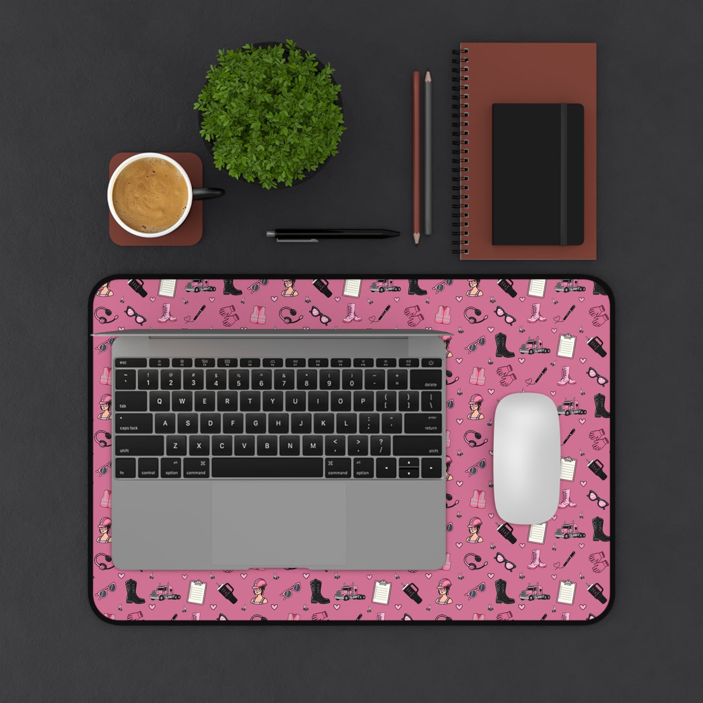 Pink Trucker Charm Mouse Pad for female truck driver Office Accessories