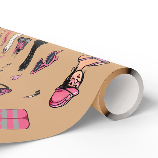 Sandy Trucker Charm Gift Wrapping Paper , Feminine Trucker Theme to celebrate the driver you know