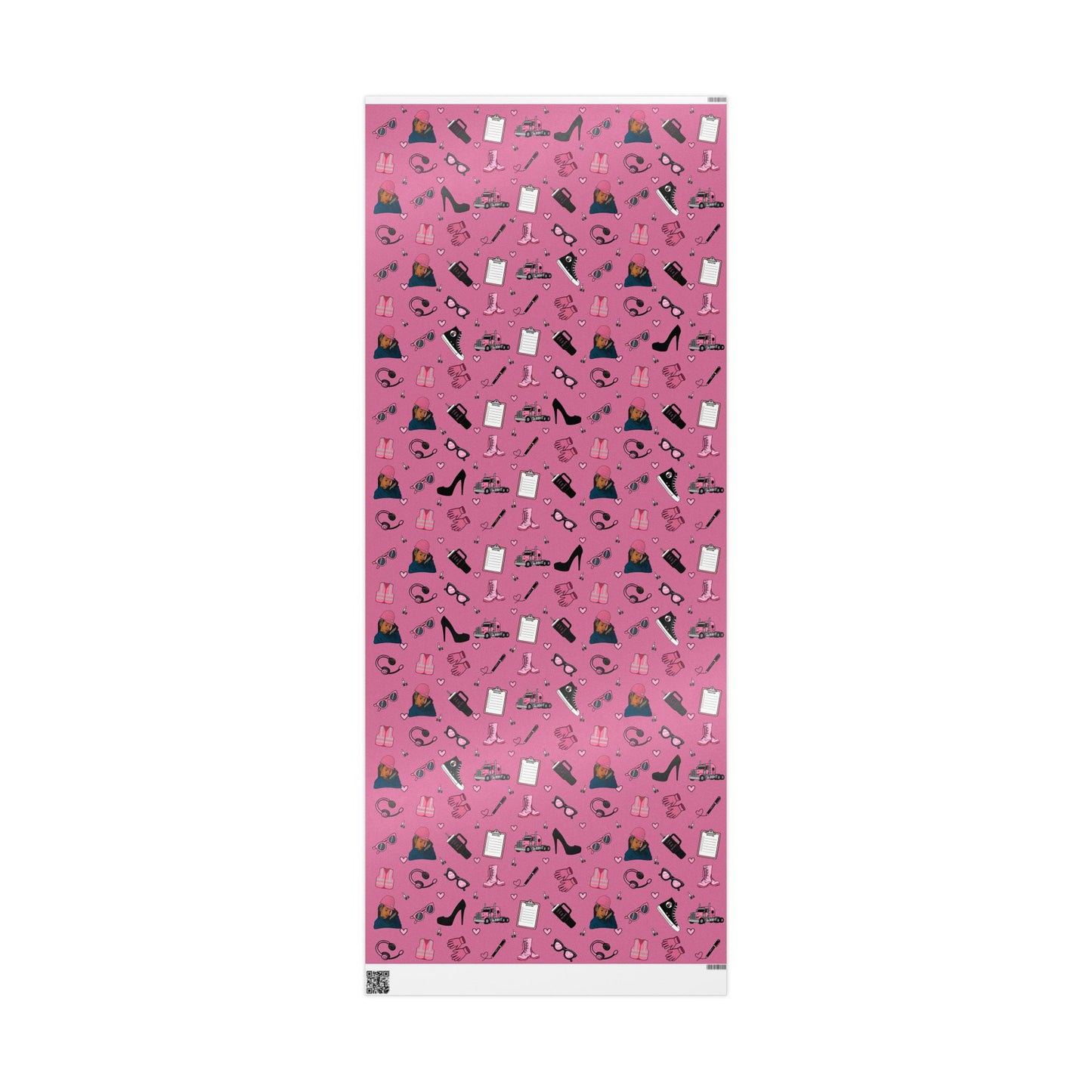 Pink Trucker Charm Gift Wrapping Paper Trucker Theme to celebrate the female trucker in your life