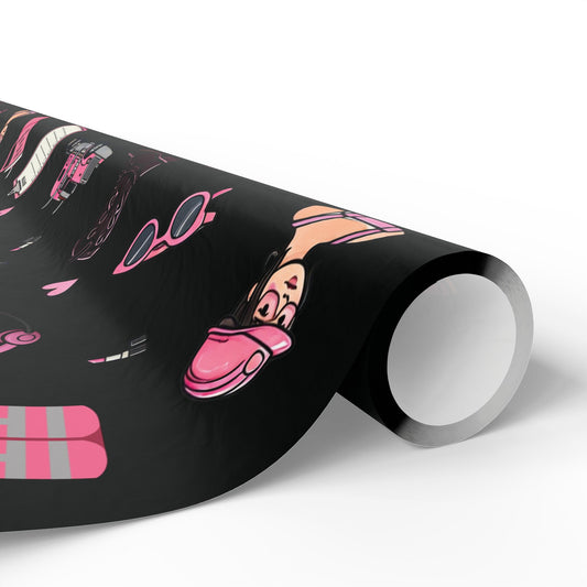 Black Trucker Charm Gift Wrapping Paper, Feminine Trucker Theme to celebrate the driver you know